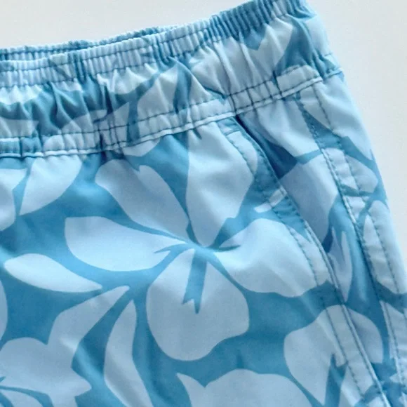 J Crew Swim Shorts “Flex Swimwear” Blue Floral Hibiscus Elastic Mens Small S - Picture 4 of 8